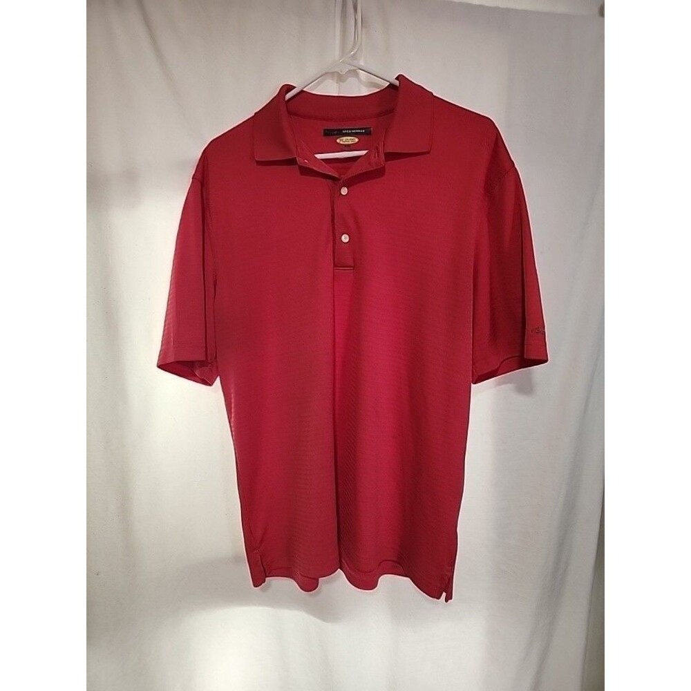 Greg Norman Collection Play Dry Red Golf Polo Shirt Men's Sz MEDIUM Short Sleeve